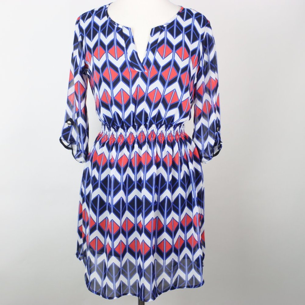 ENFOCUS Geometric Elastic Waist Dress PETITE 4P - Picture 1 of 6
